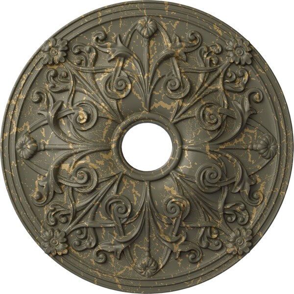 Ekena Millwork Jamie Ceiling Medallion (Canopies up to 3 7/8"), 23 5/8"OD x 3 7/8"ID x 2 1/8"P, Witch Hazel Crackle CM23JAWHC - main